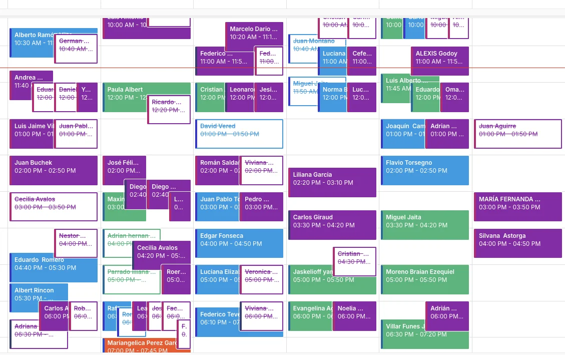Agenda de un cliente completa de citas calificadas