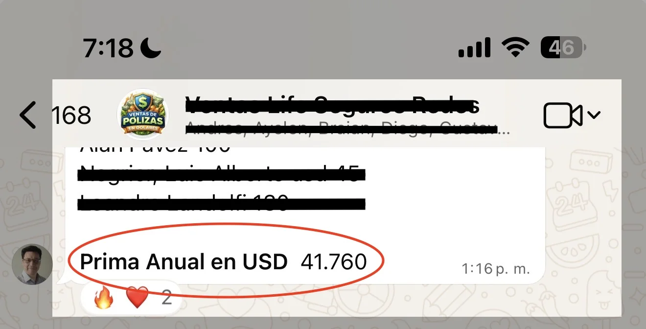 Resultado de venta reportado por un cliente