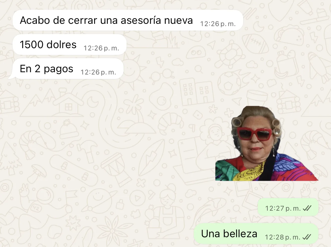 Testimonio de un cliente: asesoría nueva cerrada por 1500 USD